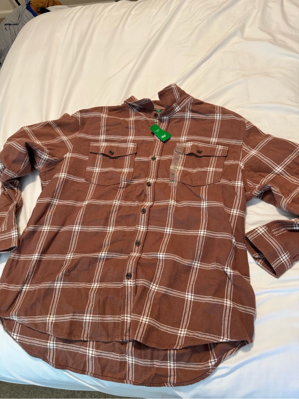 dip Men's Brown Plaid Button-Down flannel Shirt